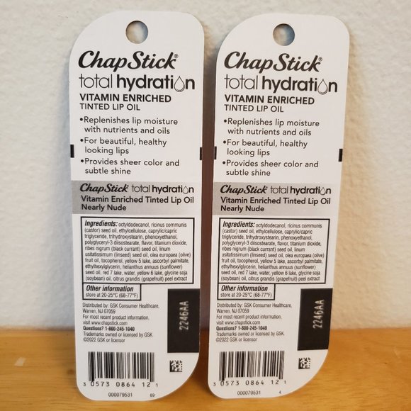 ChapStick Total Hydration Tinted Lip Oil - Nearly Nude (Set of 2) - Picture 2 of 4